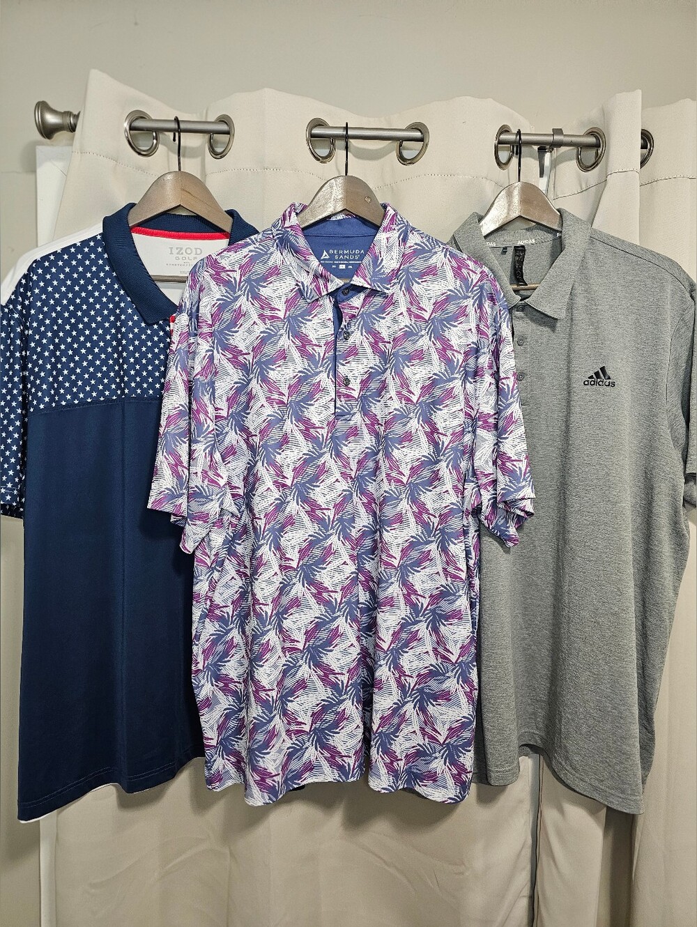 Lot 3 Mens 2XL Active Golf Outdoor Polo Shirts Izod Adidas Bermuda Sands Bundle